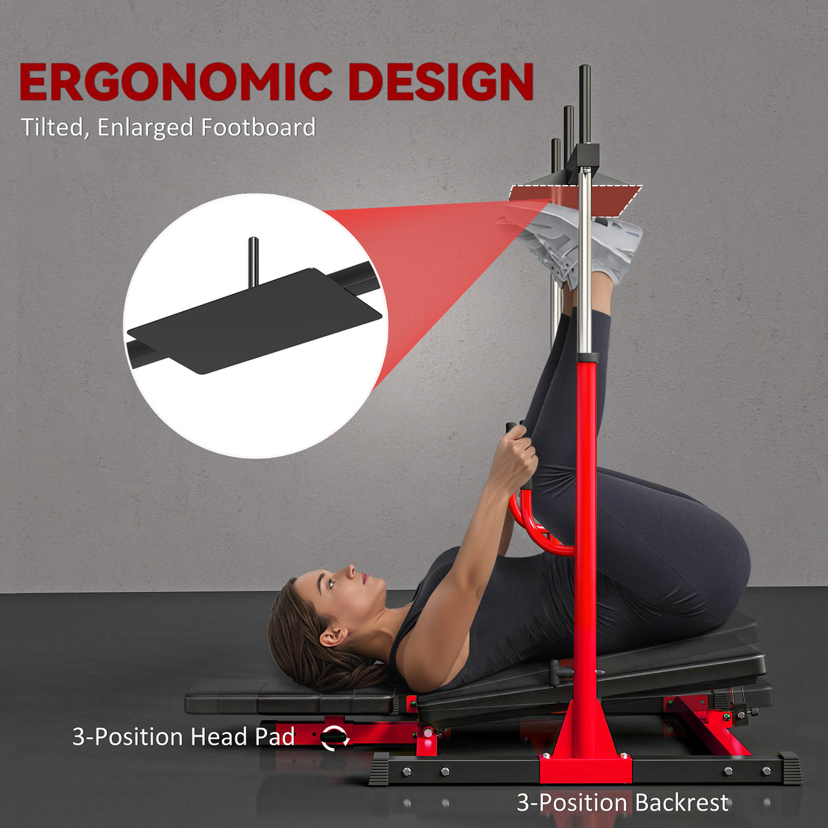SPORTNOW Vertical Leg Press Machine with Adjustable Leg, Back and Head Positions, 1" Standard Plate Compatible, Red