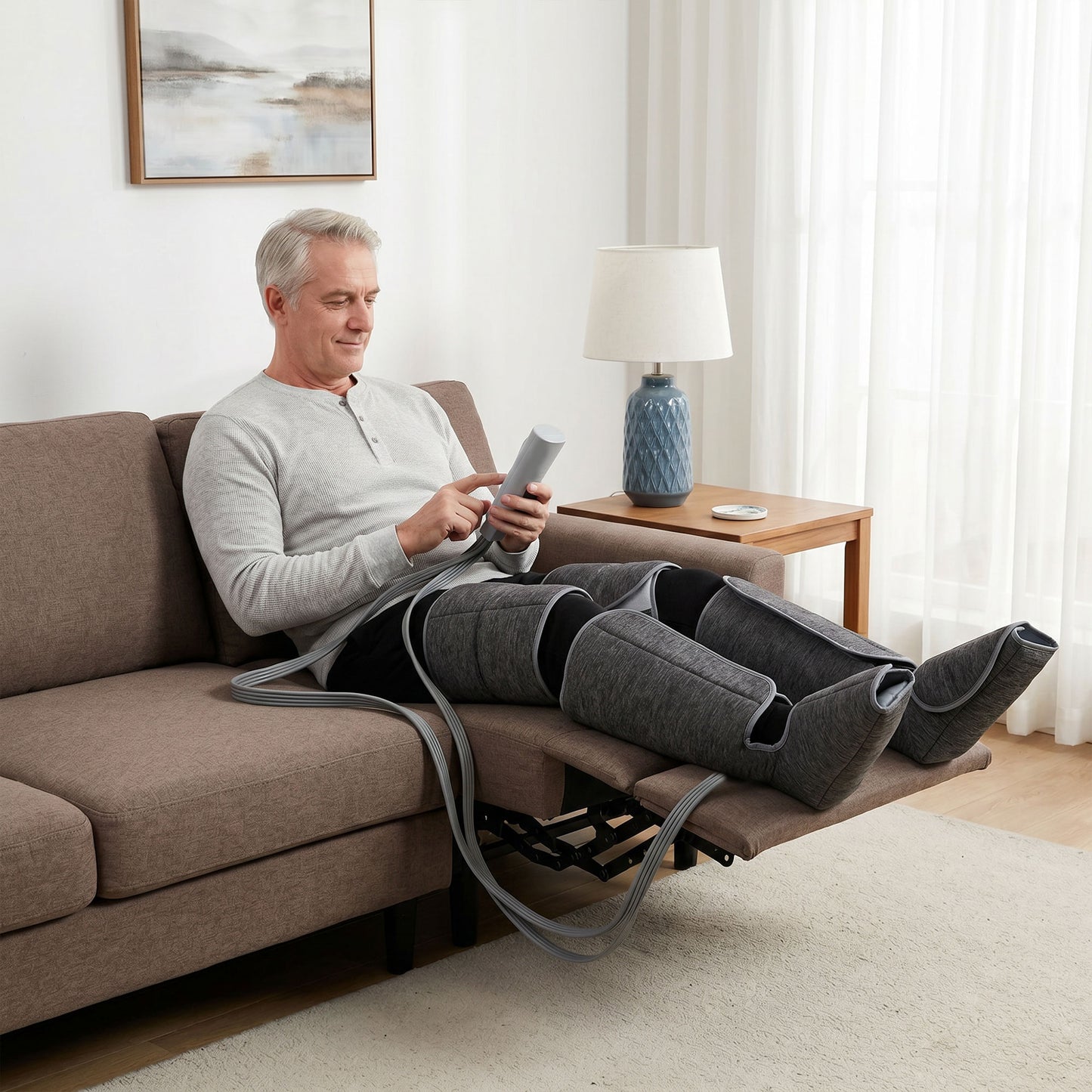 HOMCOM Leg Massager with Heat, Compression, 3 Auto Modes & 3 Intensities, Foot and Calf Massage Machine