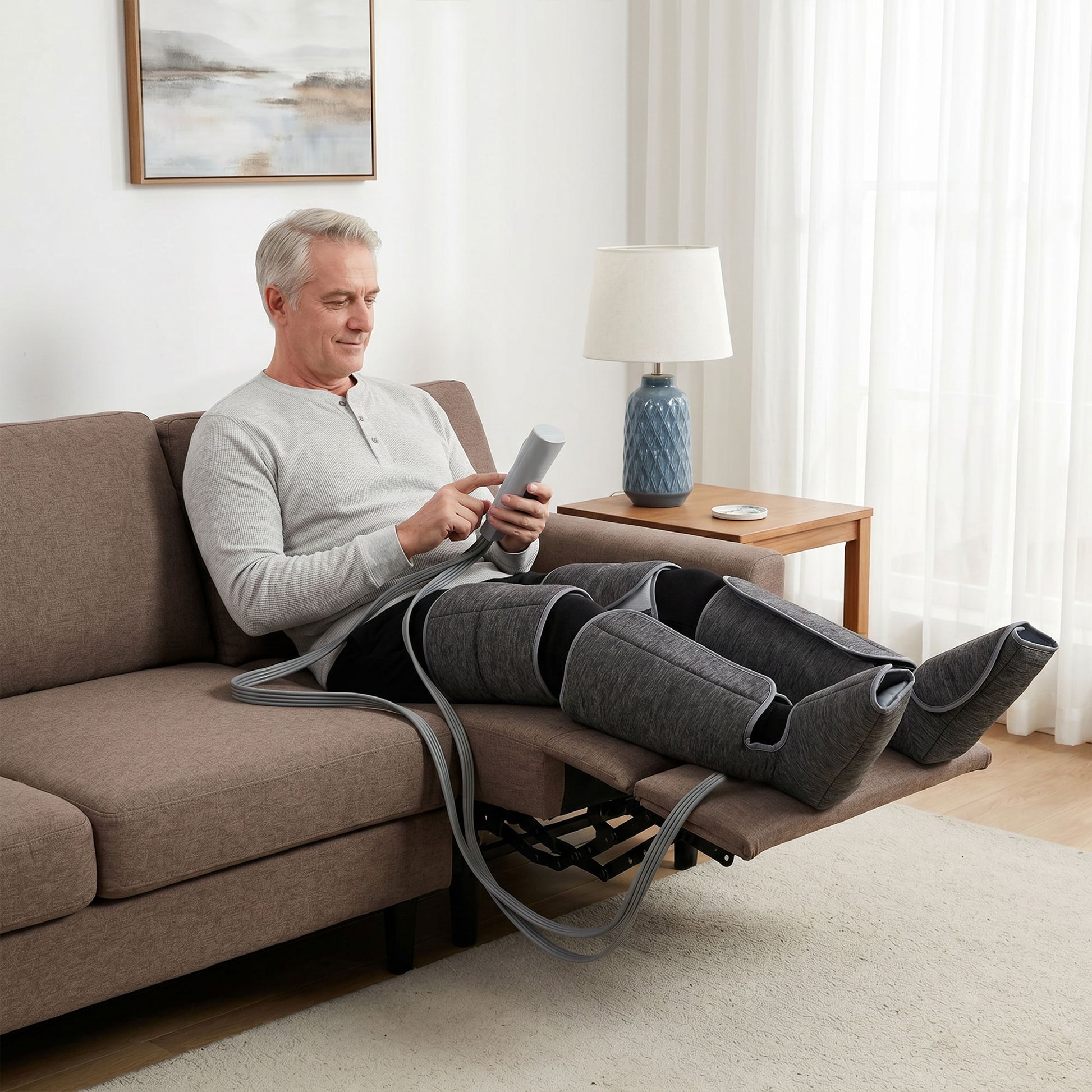 HOMCOM Leg Massager with Heat, Compression, 3 Auto Modes & 3 Intensities, Foot and Calf Massage Machine