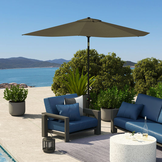 Outsunny 2 x 3(m) Garden Parasol Umbrella, Rectangular Outdoor Market Umbrella Sun Shade with Crank & Push Button Tilt, 6 Ribs, Aluminium Pole, Dark Grey