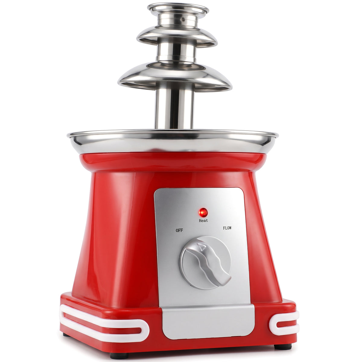 HOMCOM Stainless Steel Chocolate Fountain, 3-Tier 270 ml Electric Fondue Set with Hot Melting Pot Base for Parties, Red Default Title
