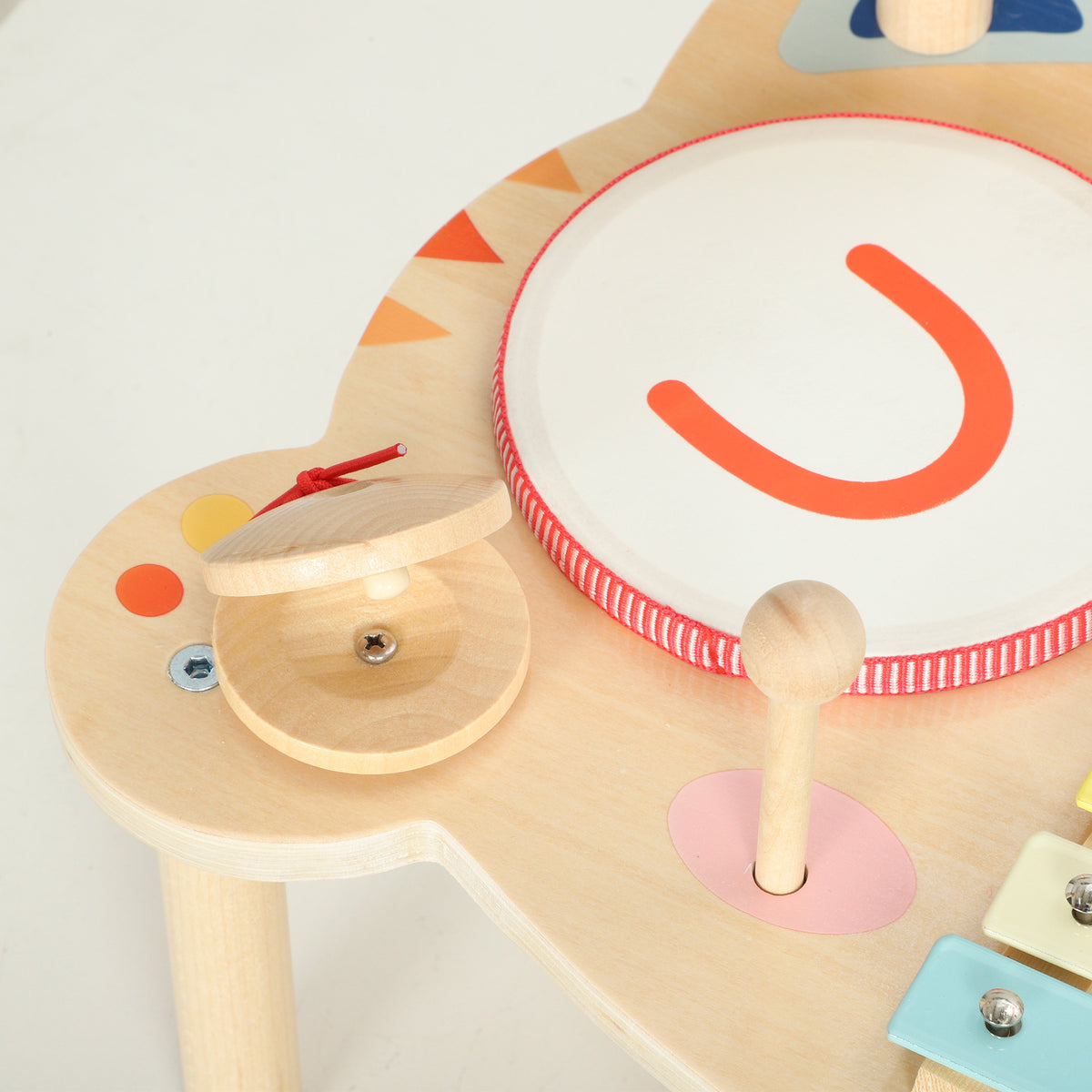 AIYAPLAY Kids Drum Kit, Wooden Musical Instruments with Xylophone, 2 Drums, Cymbal, Shaker, Wood Block, Gift for 18 M-6 Years