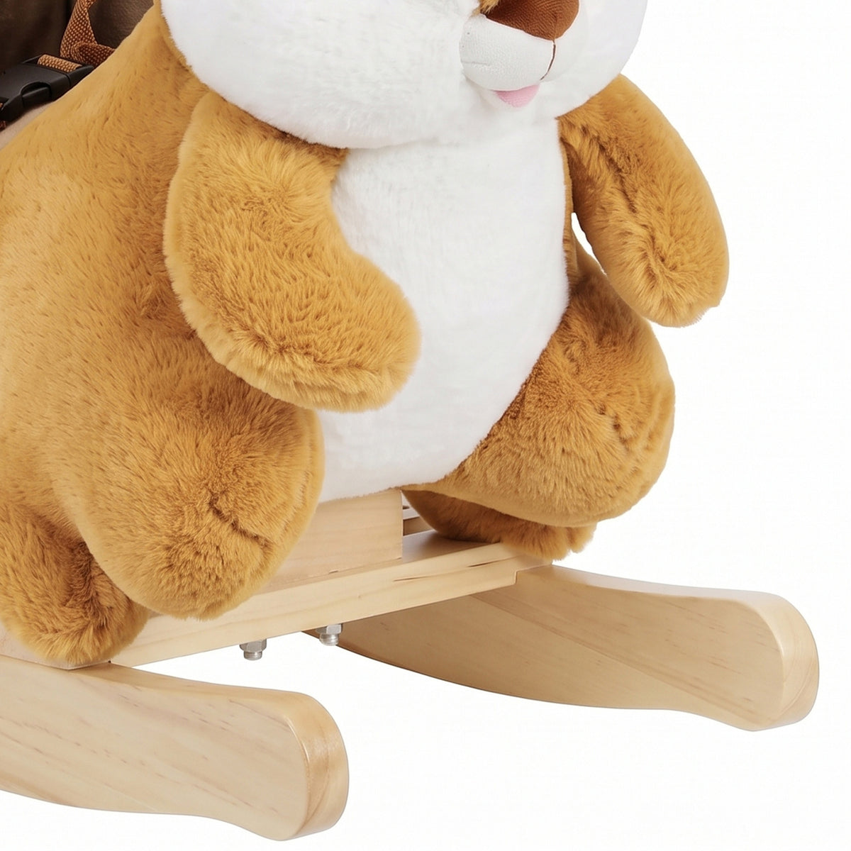 AIYAPLAY Rocking Horse, Stable Plush Ride on Horse Squirrel Design with Animal Sounds, Security Belt for Toddlers 1-3 Y, Brown
