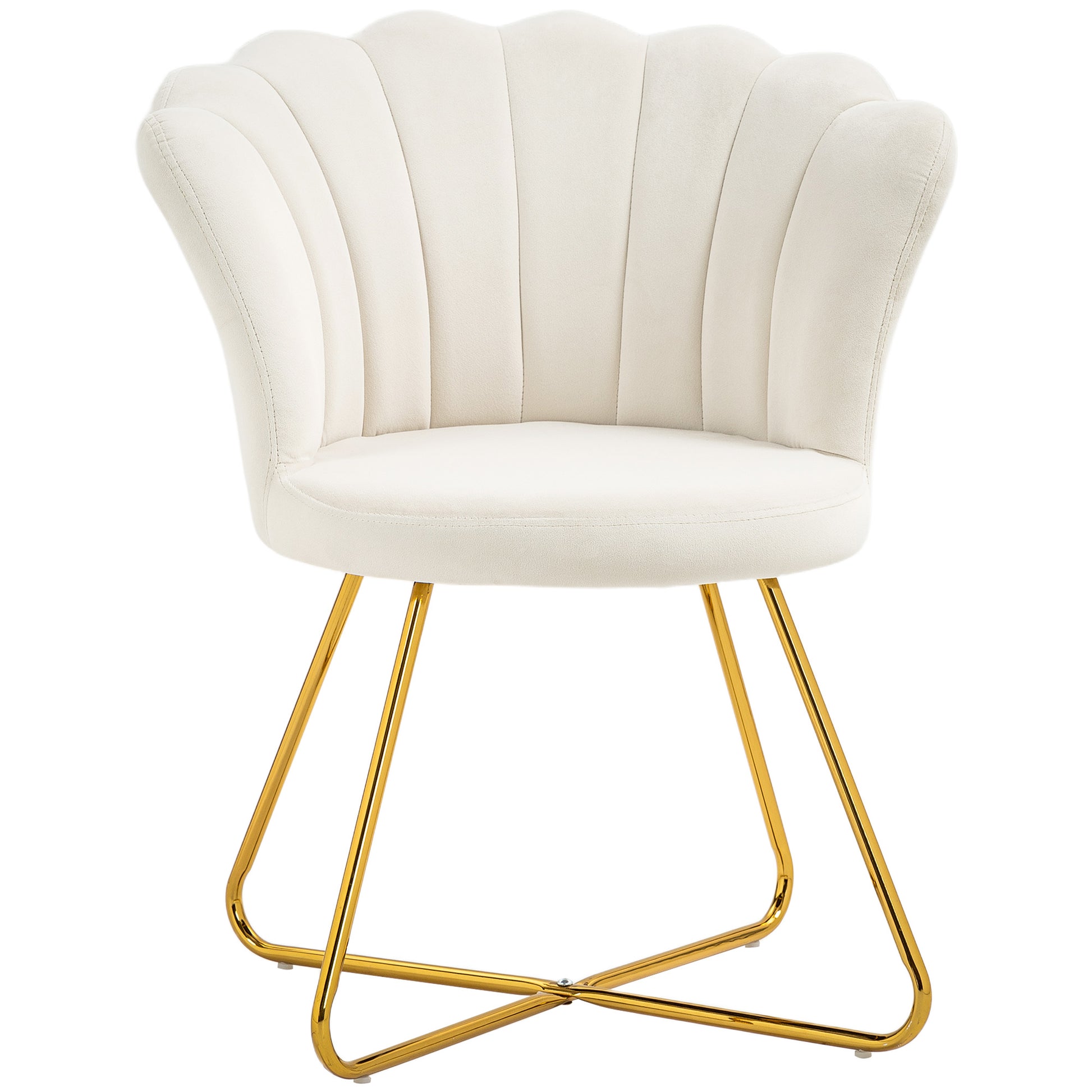 HOMCOM Velvet-Feel Lotus Petal Accent Chair - Cream Default Title
