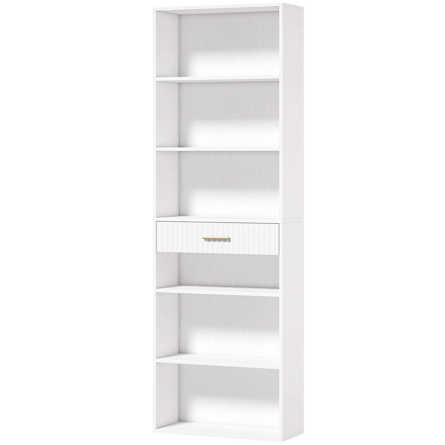 HOMCOM Bookcase Narrow Tall Space-Saving Bookshelf Drawer Open Shelves 60 x 24 x 182 cm White