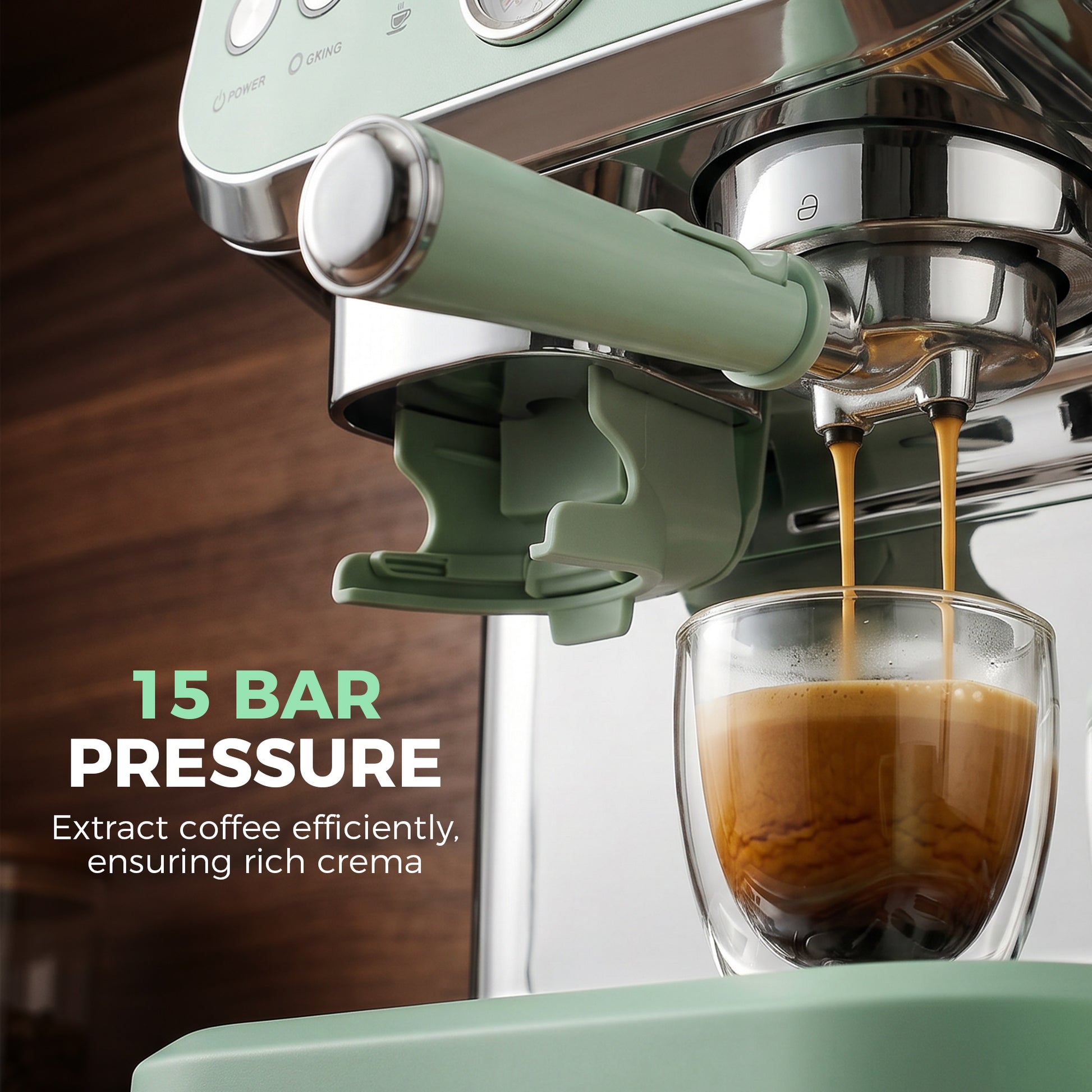 HOMCOM Bean to Cup Coffee Machine, Espresso Machine with Integrated Bean Grinder & Steam Wand, Light Green