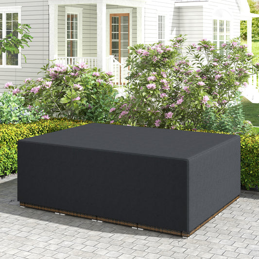 Outsunny 600D Oxford Outdoor Garden Furniture Sofa Set Cover, Waterproof Anti-UV Rattan Sun Lounger Protection Protector Cover, 275L x 205W x 90Hcm, Black