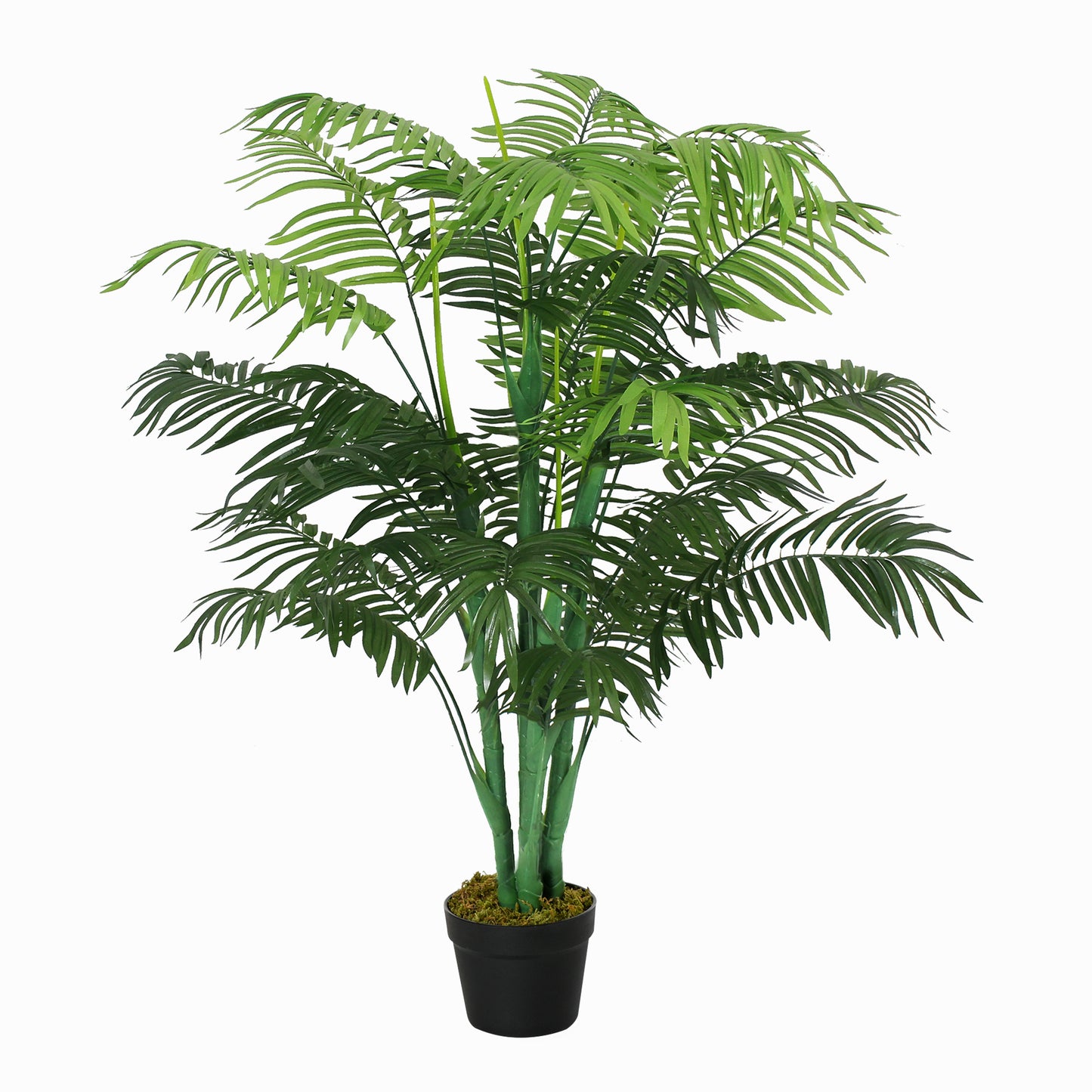 Outsunny 125cm/4FT Artificial Palm Plant Decorative Tree with Nursery Pot, Fake Plastic Indoor Home Office DÃ©cor, Green