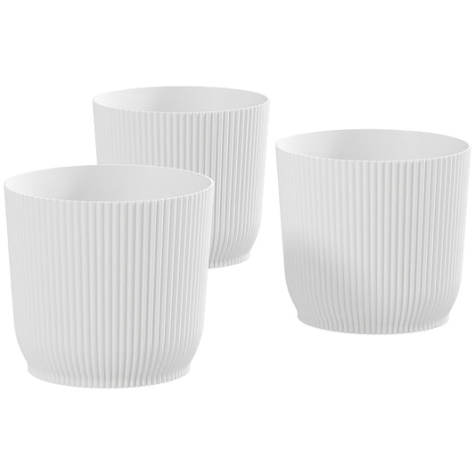 Outsunny Set of Three Ð¤22cm Planters - White