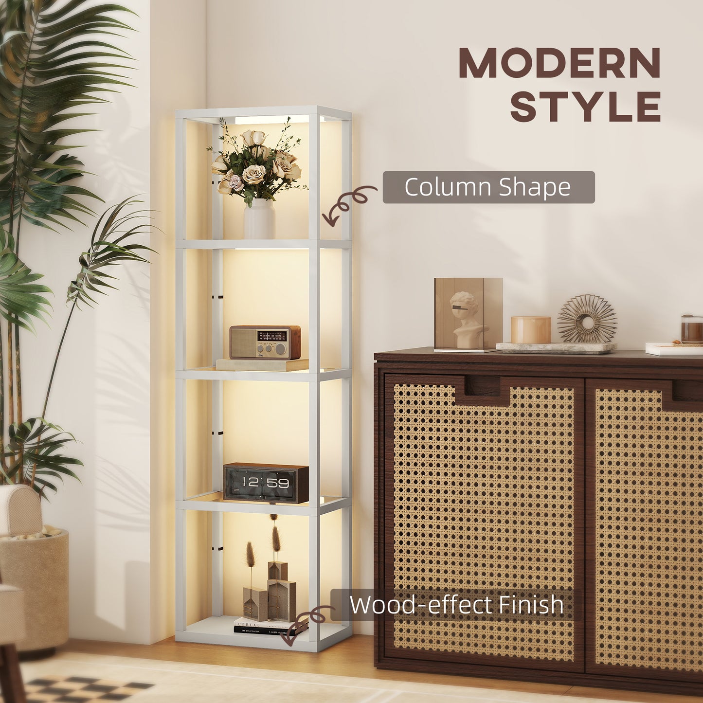 HOMCOM Four-Shelf Floor Lamp - Grey