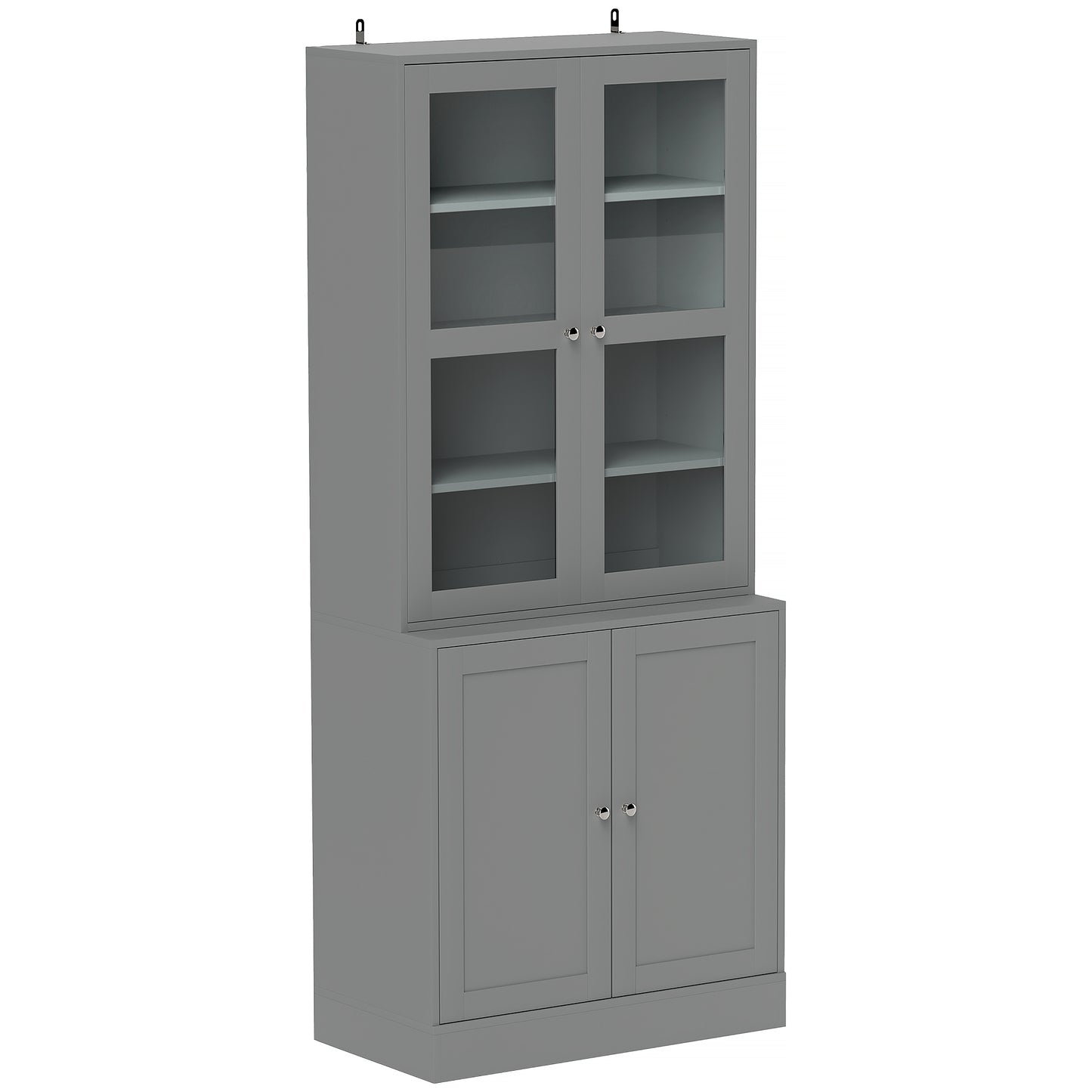 HOMCOM Double Storage Display Cabinet - Grey Default Title