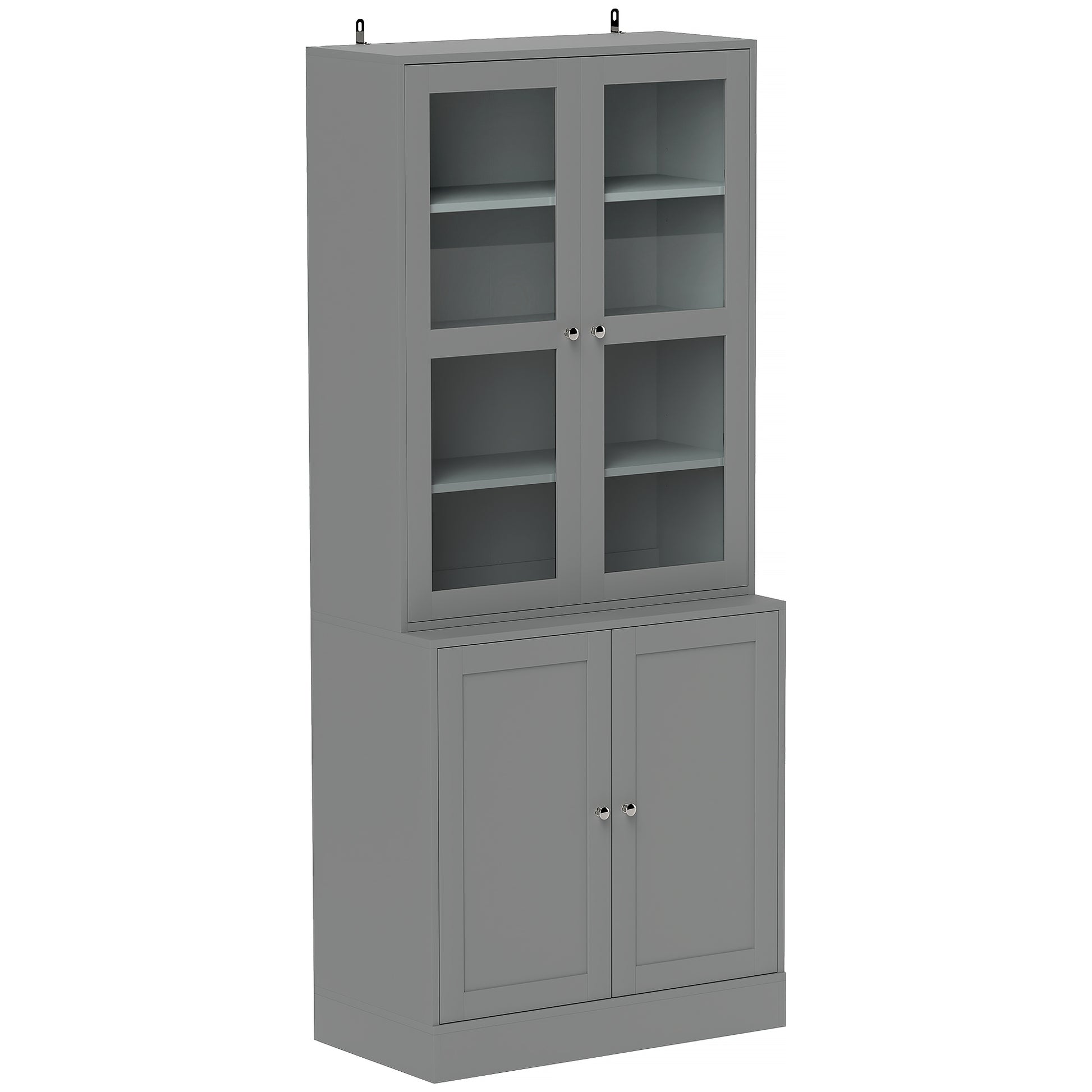HOMCOM Double Storage Display Cabinet - Grey Default Title