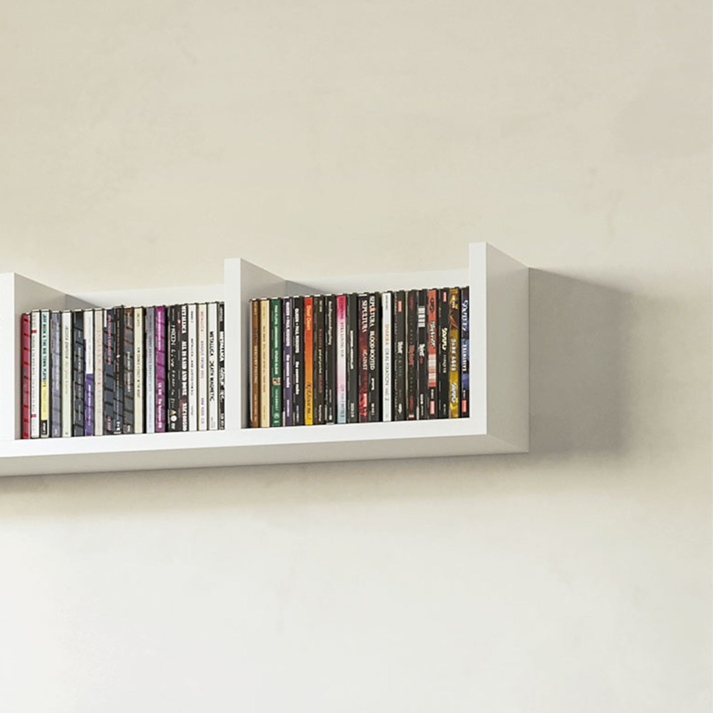 HOMCOM Wall Mount 84 CD / 56 DVD/Blu-ray/ Media Storage Rack 4 Cubes Wooden Shelf Organizer Unit Bookcase Display (White)