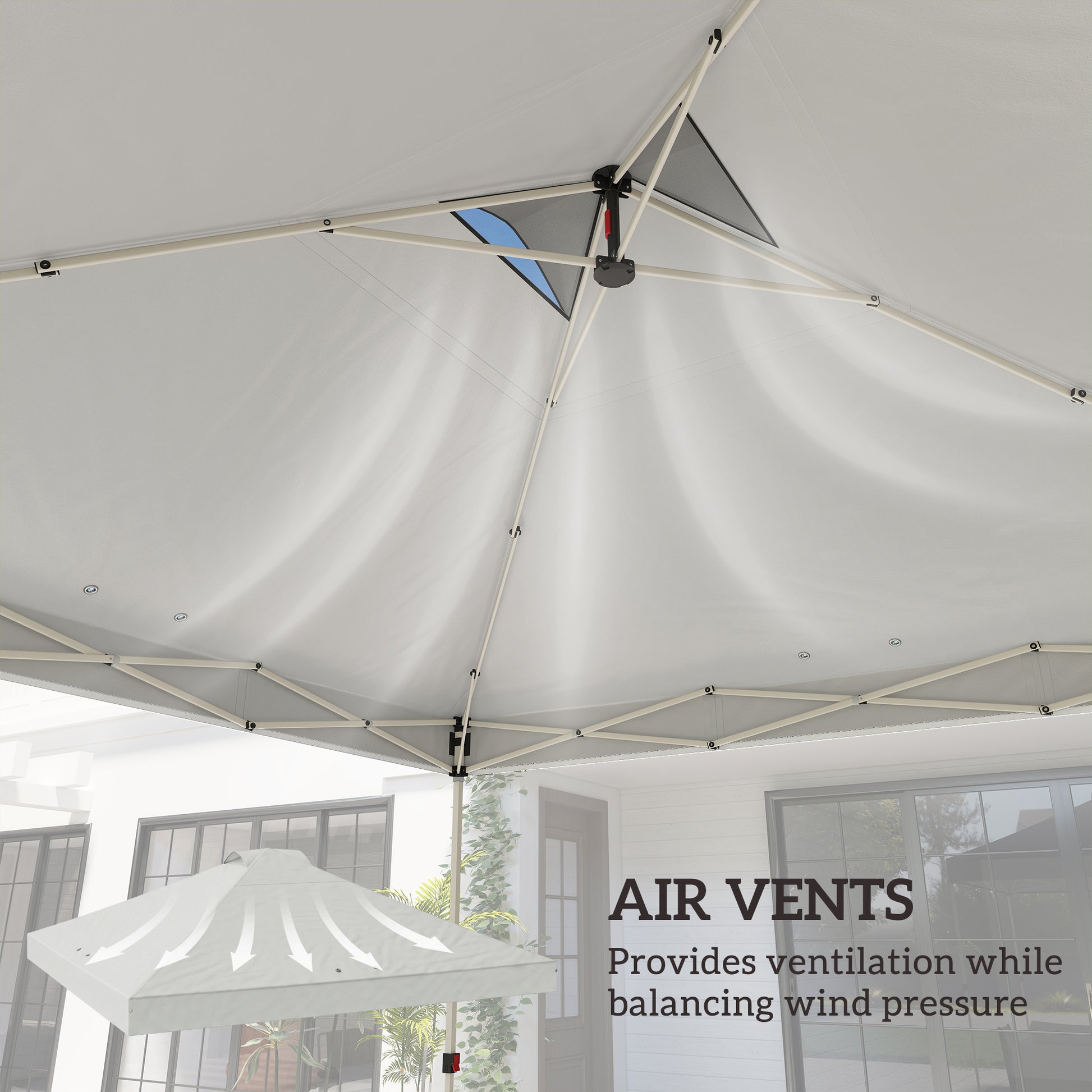 Outsunny Gazebo Roof Replacement UV50+ Waterproof Pop Up Canopy Cover with 8 Drainage Holes 3 x 3 m White