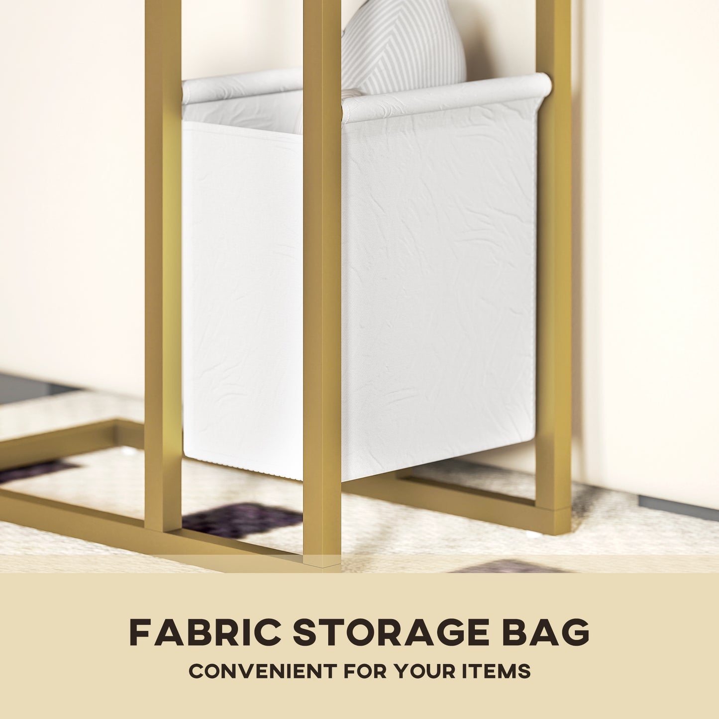 HOMCOM C Shaped Side Table with Charging Station and Faux Marble Top - White