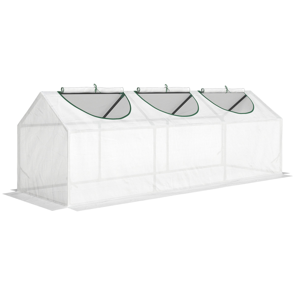Outsunny Mini Greenhouse Portable Flower Planter Vegetable Grow House for Garden with Zipped Windows, 180 x 60 x 60 cm, White Default Title