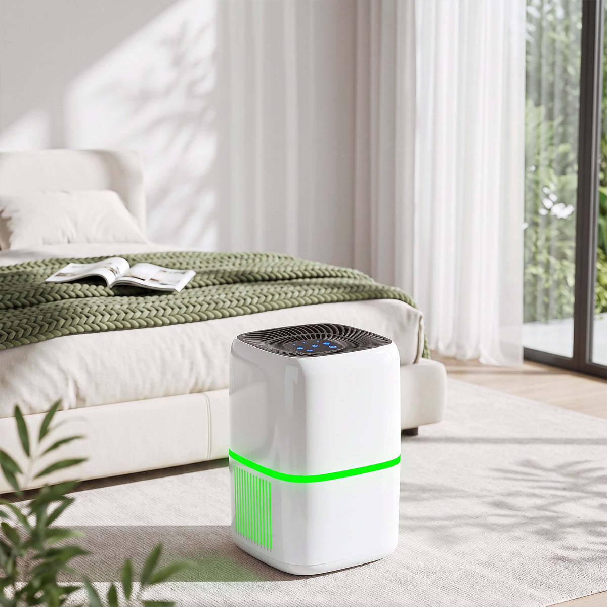 HOMCOM Smart Air Purifier for Home, HEPA Filter, Sleep/Auto Mode, 19mÂ², Air Cleaner, App/Voice Control, Quiet, Odour Indicator