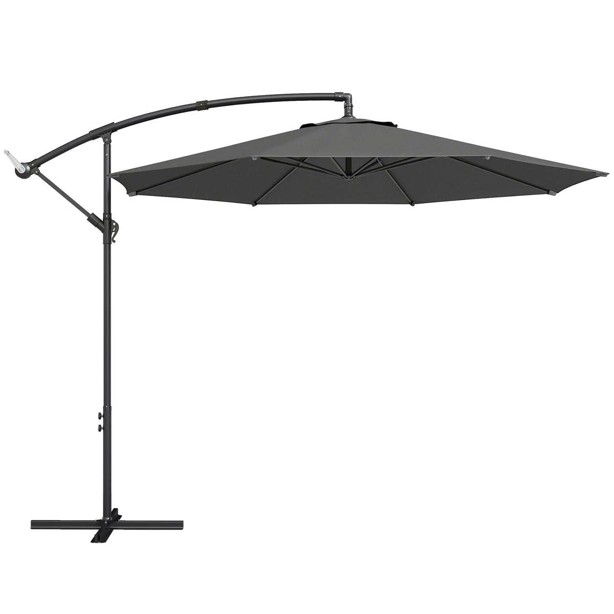 Outsunny 3 m Overhanging Cantilever Parasol, with Cross Base - Grey Default Title