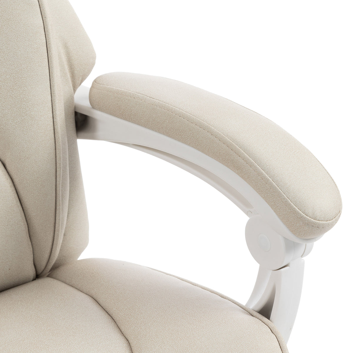 HOMCOM Office Chair with Massage, Heat, Adjustable Headrest, Leathaireâ€Œ Reclining Desk Chair with Footrest, Cream White