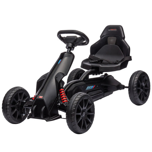 Kids Pedal Go Kart, with Adjustable Seat, EVA Wheels, Seat, Handbrake - Black