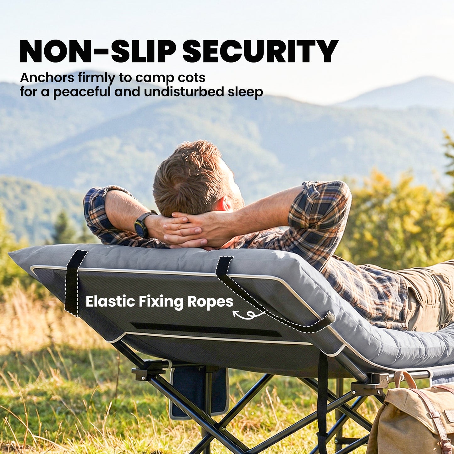 Outsunny Sleeping Mat, Foldable Camping Mattress Pad with Elastic Straps, Light Grey