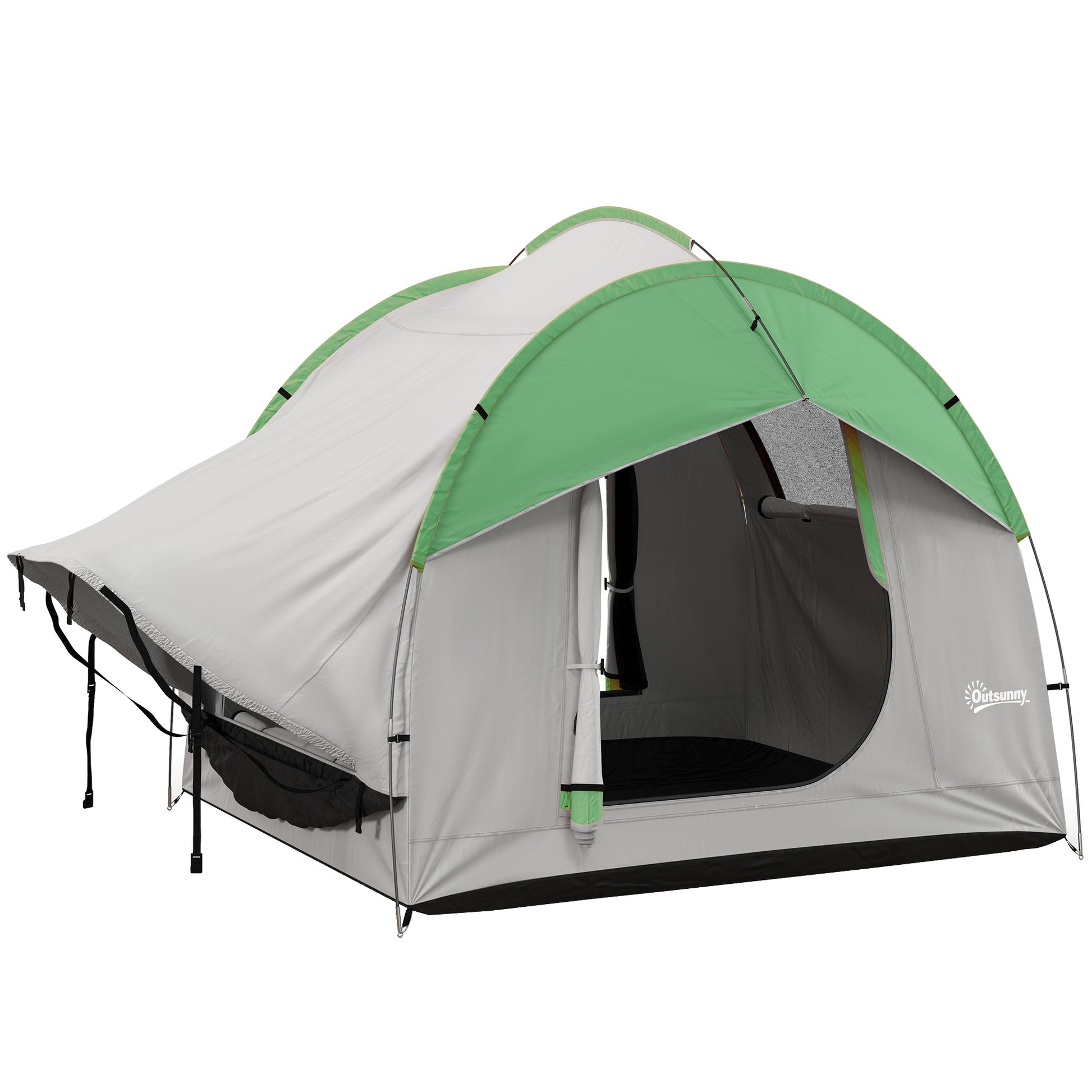 Outsunny SUV Car Tent for Camping, Waterproof PU2000mm, 5 Man Tailgate Tent, 2.4 x 2.1 m, Grey and Green Default Title
