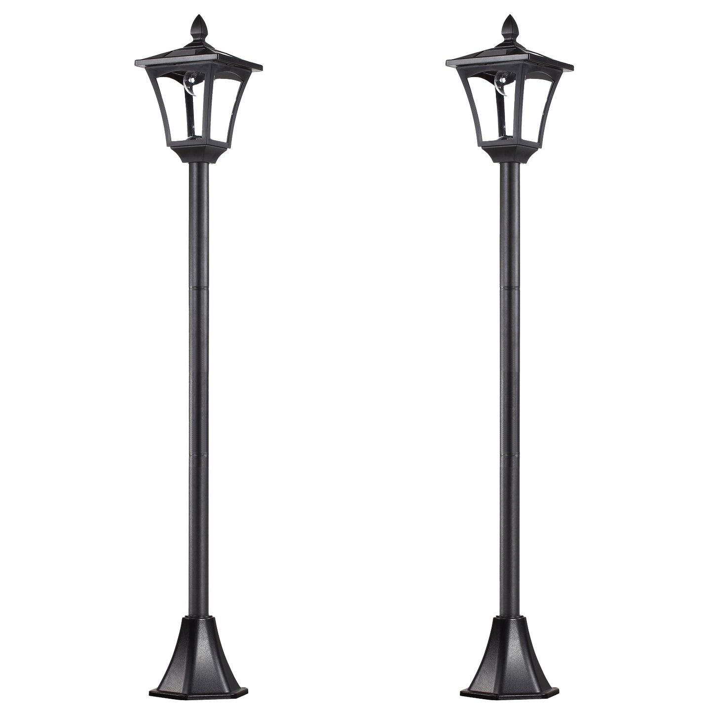 Outsunny 2 Pieces Outdoor Garden Solar Post Lamp Sensor Dimmable LED Lantern Bollard Pathway 1.6M Tall â€“ Black