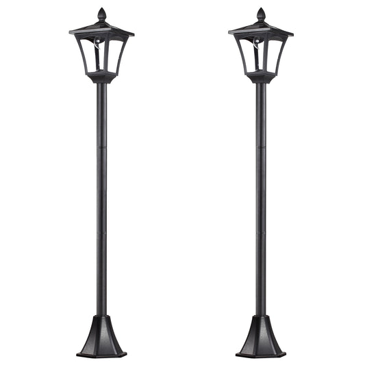 Outsunny 2 Pieces Outdoor Garden Solar Post Lamp Sensor Dimmable LED Lantern Bollard Pathway 1.6M Tall â€“ Black