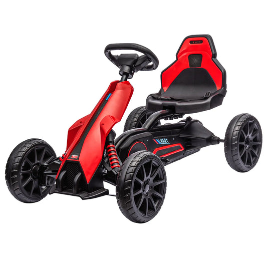12V Electric Go Kart for Kids, Ride-On Racing Go Kart with Forward Reversing, Rechargeable Battery, 2 Speeds, for Boys Girls Aged 3-8 Years Old - Red