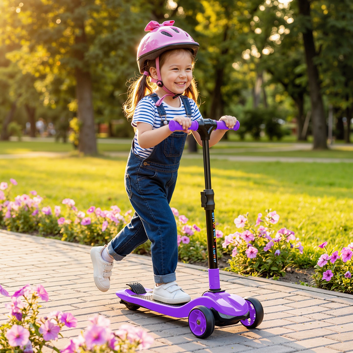 AIYAPLAY Three-Wheel Foldable Electric Scooter for Kids Aged 6-10 Years, Purple