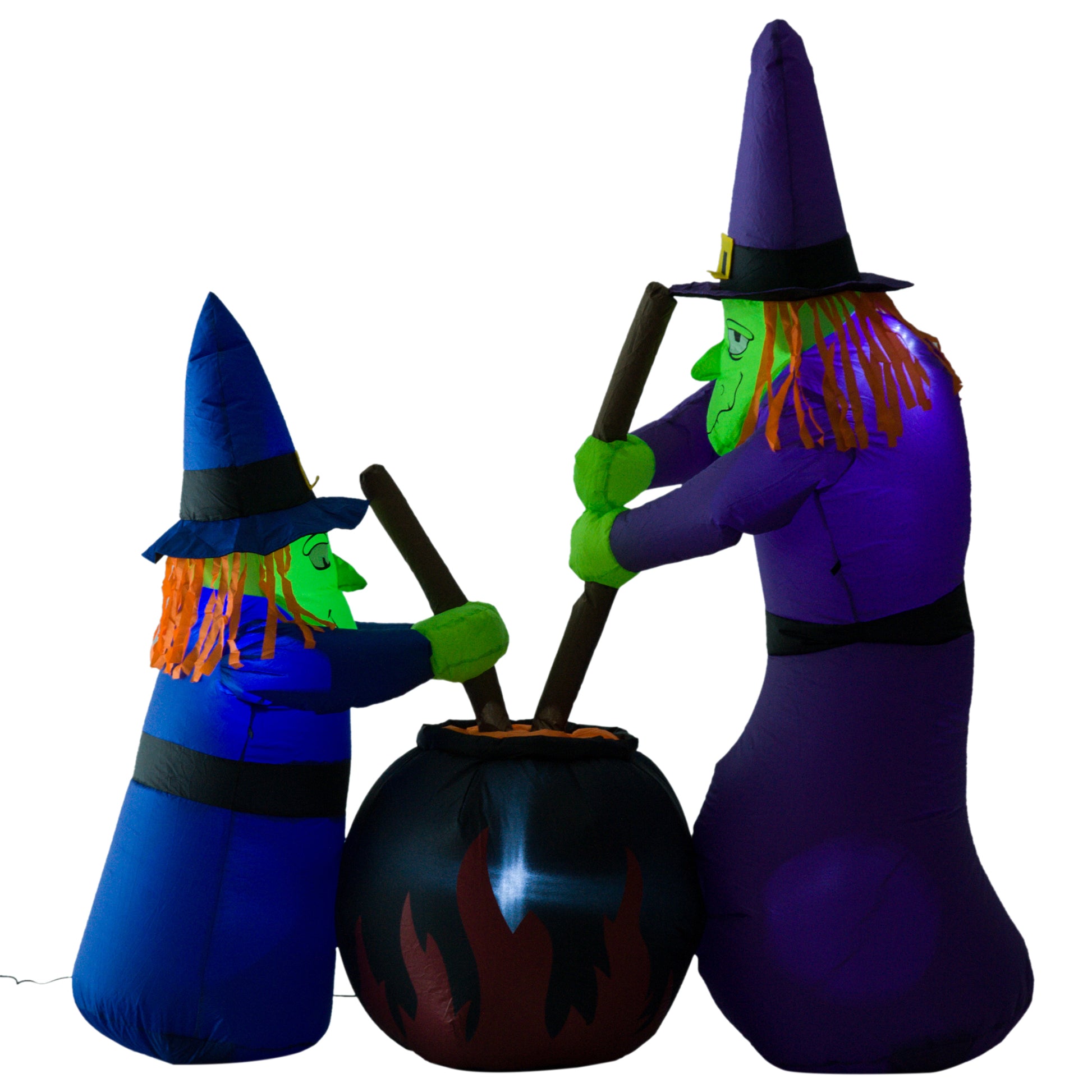 HOMCOM 1.8m Inflatable Halloween Lawn Decoration with LED Witches Around A Black Cauldron Outdoor Air Blown Holiday DÃ©cor Default Title