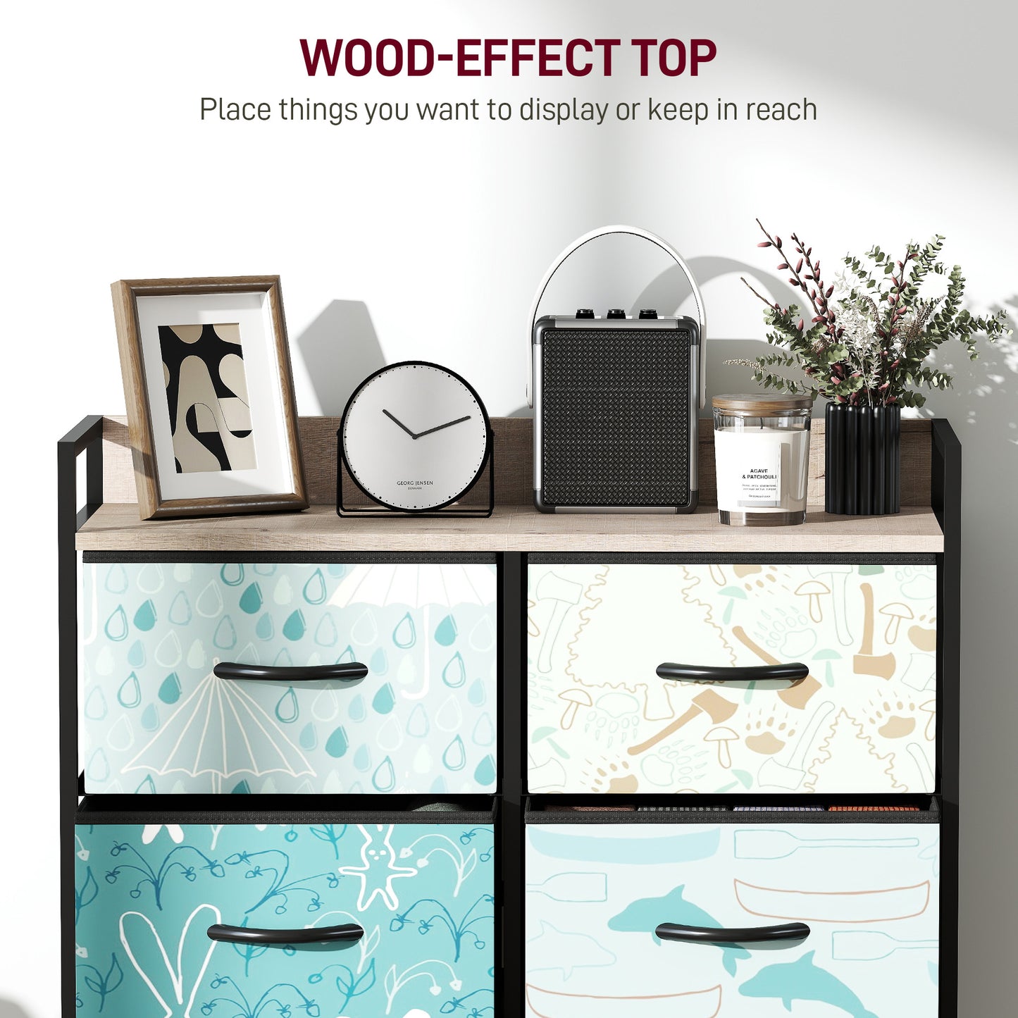 HOMCOM 6-Drawer Chest of Drawers - Blue