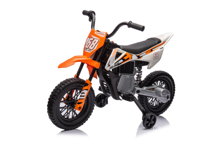 AIYAPLAY 12V Kids Electric Motorbike, Kids Electric Ride on motorcycle w/ Twist Grip Throttle, Training Wheels, Orange Default Title