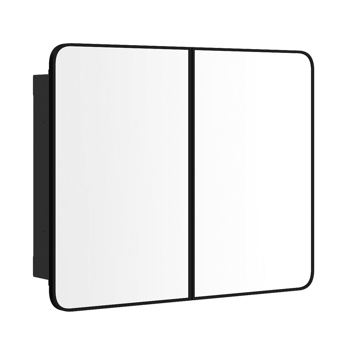 HOMCOM 76.2 x 11.6 x 61 cm Bathroom Mirror Cabinet, Wall Cabinet with Adjustable Shelves, Wall-Mounted or Recessed, Black