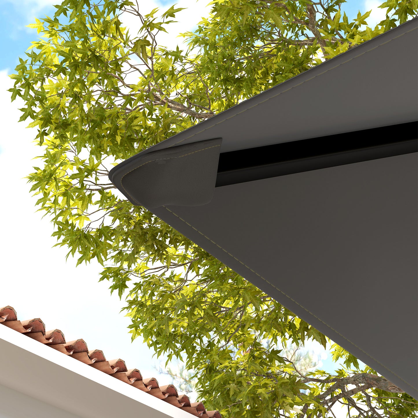 Outsunny 3 x 3(m) Gazebo Canopy Replacement Cover, Garden Gazebo Roof Replacement with Drain Holes, Water Resistant PVC Coating, 370g/ãŽ¡, UPF30+, TOP COVER ONLY, Grey