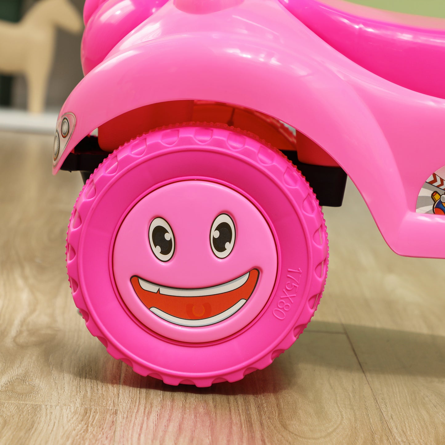 AIYAPLAY Foot to Floor toddler Ride on Toy w/ Music, Light, Horn, Under Seat Storage, Anti-Over-Backwards Device, Pink