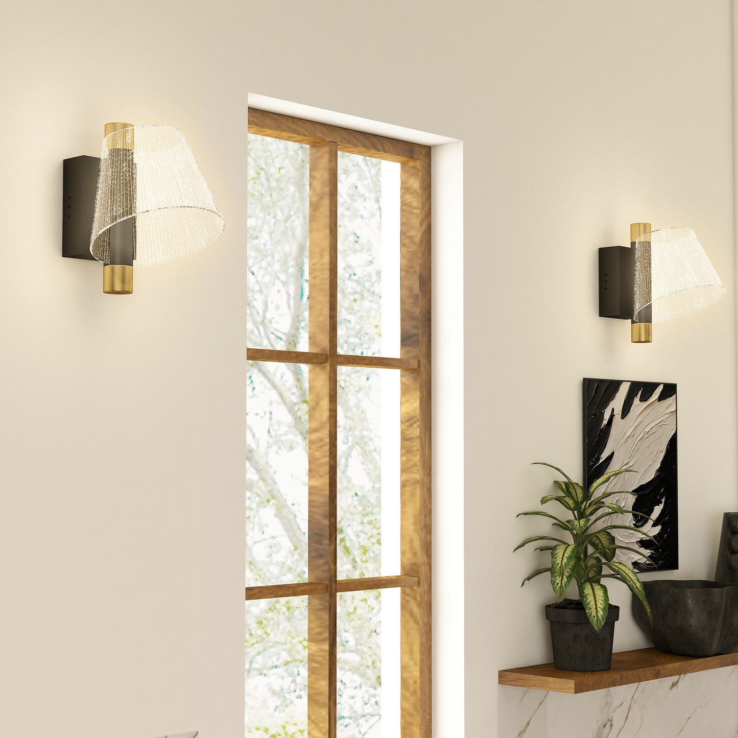 HOMCOM Led Wall Lamp 2 Pack, 5W Modern Indoor Starry Wall Light, Colour Temperature Adjustable 3000K/4000K/6500K, for Bedroom, Living Room, Hallway, Stairs, Black