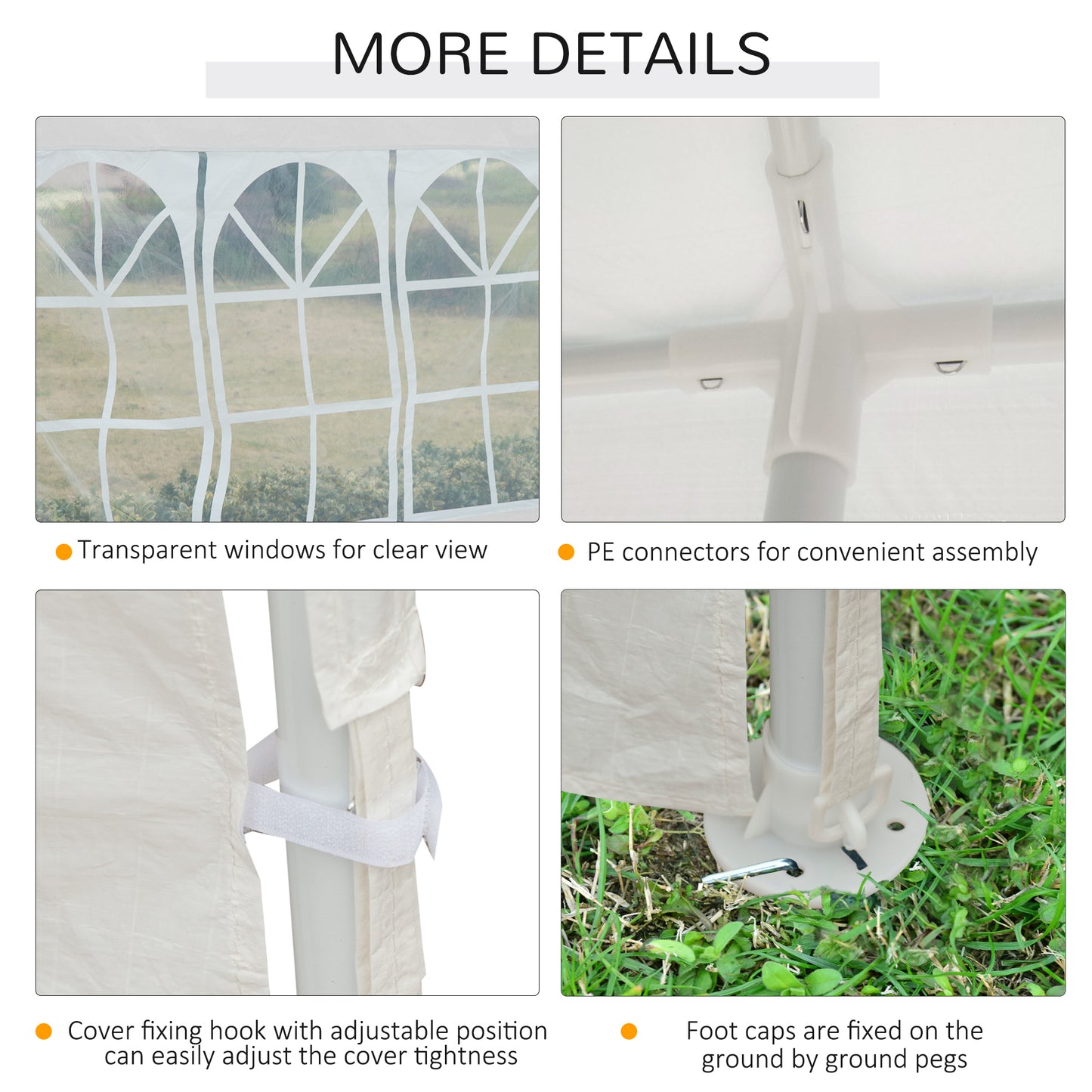 Outsunny Garden Gazebo 9 x 3 Marquee Party Wedding Tent Canopy, White