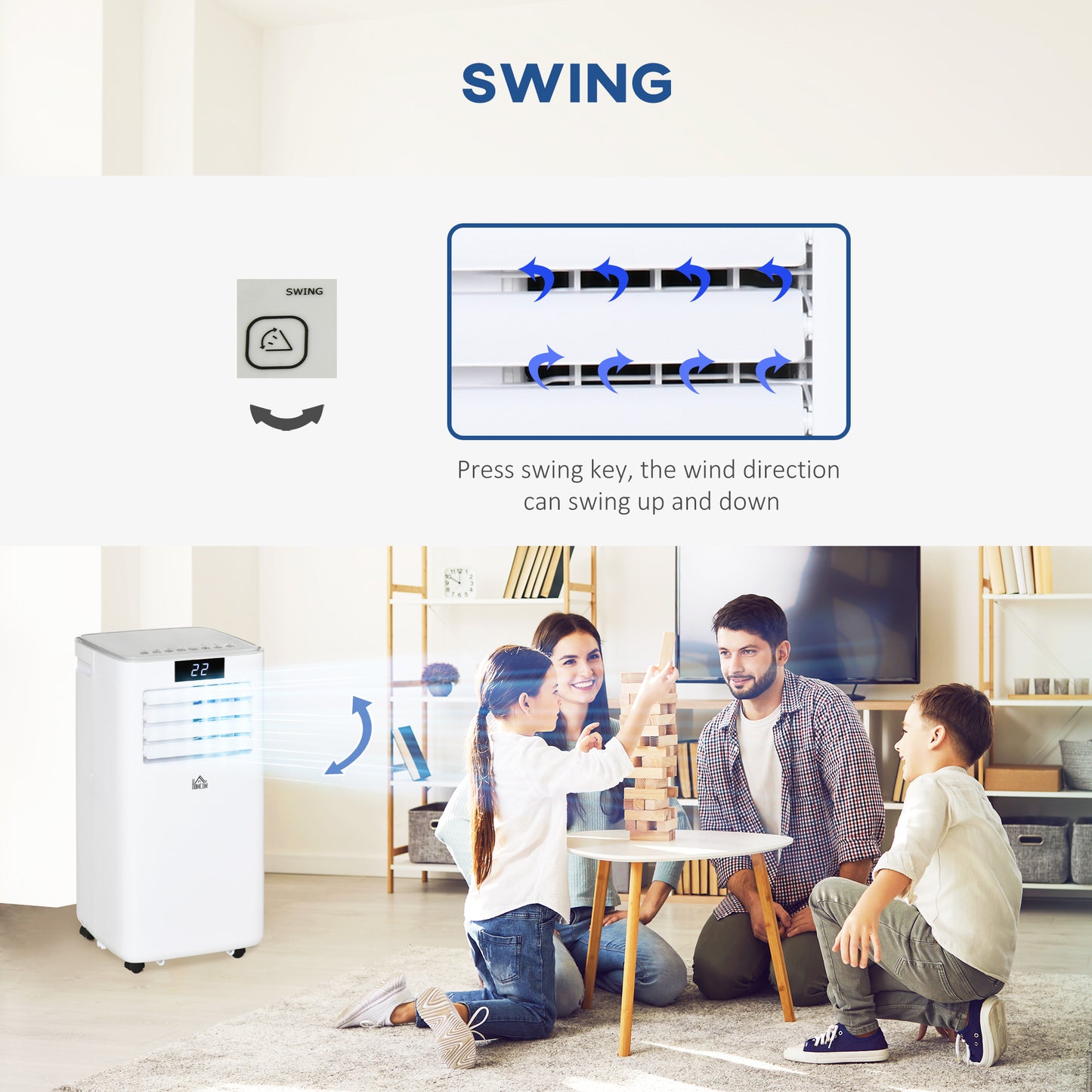 HOMCOM 7000 BTU Air Conditioning Unit, 3-in-1 Portable Air Conditioner, Dehumidifier, Cooling Fan with Remote Control, LED Display, 2 Speeds, 24H Timer, Window Venting Kit, 15mÂ²