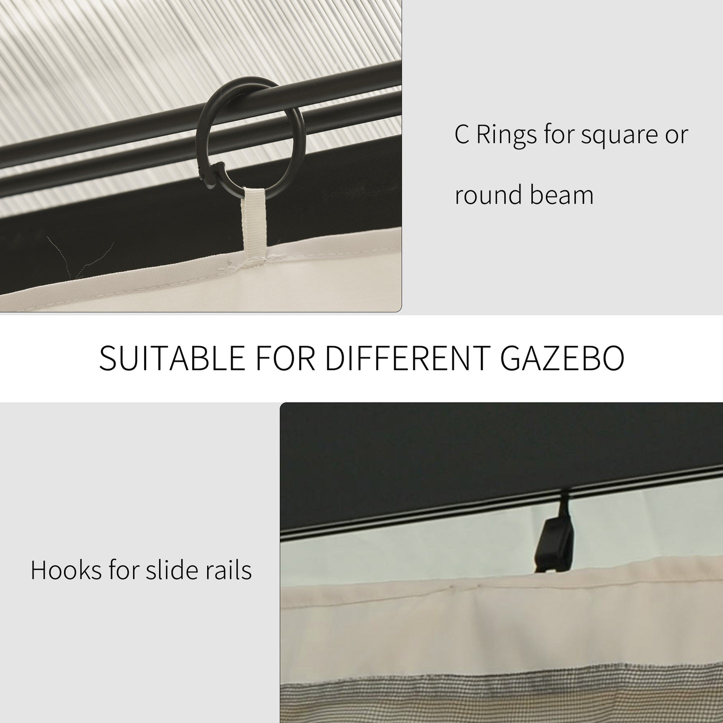 Outsunny 4 Pack Replacement Gazebo Curtains Privacy Panel for Most 3 x 4m Gazebo Canopy Pavillion Outdoor Shelter Sidewalls Accessories Beige