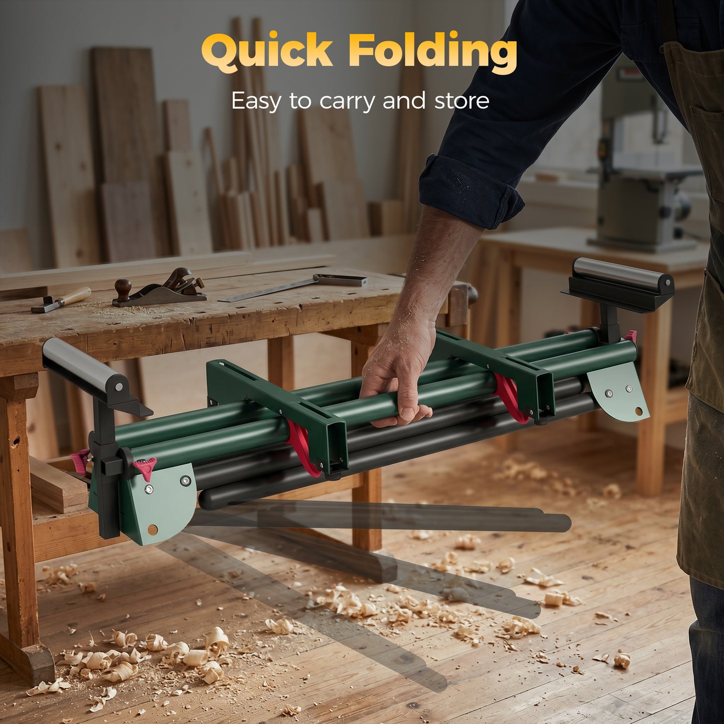 HOMCOM Universal Mitre Saw Stand with Adjustable Rollers and Support Arms, Portable Miter Saw Stand with Folding Legs