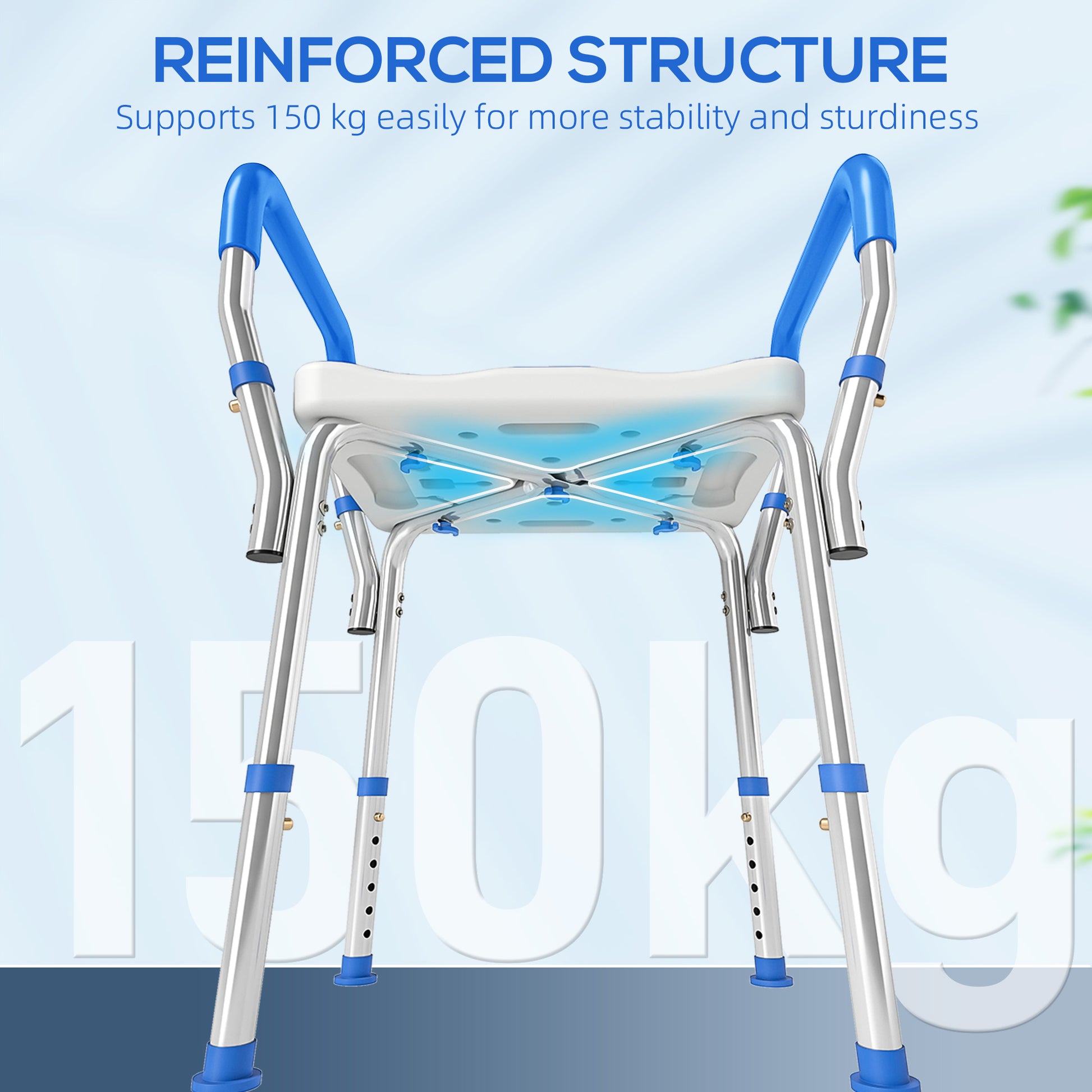 HOMCOM 57-69cm Aluminium Frame Bath Seat