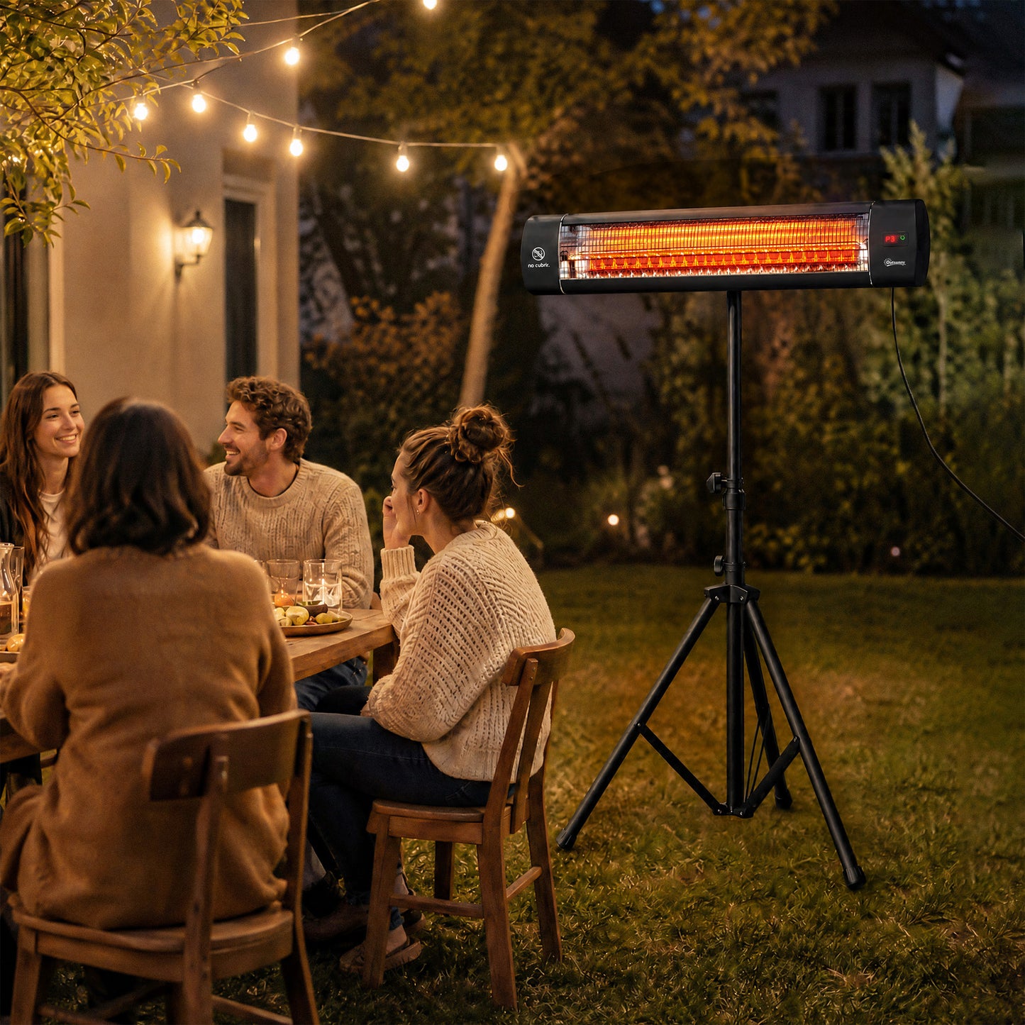Outsunny 2500 W Electric Infrared Patio Heater, IP65 Outdoor Garden Heater with Tripod, 3 Heat Settings, 24H Timer, Black