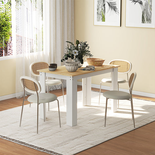HOMCOM Dining Table for 4-6 People, Kitchen Table with Wood Effect for Dining Room, Oak and White