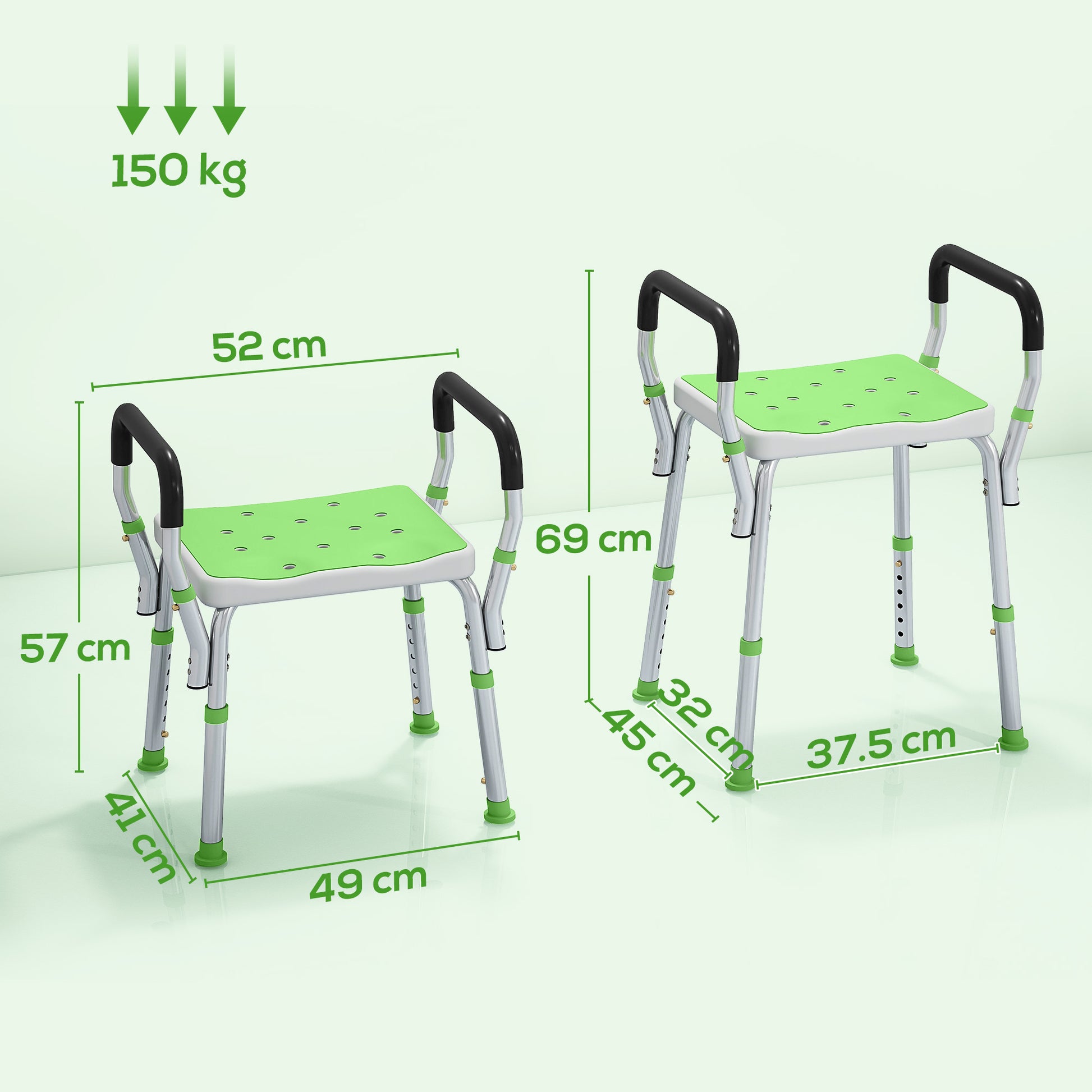 HOMCOM 57-69cm Aluminium Frame Bath Seat