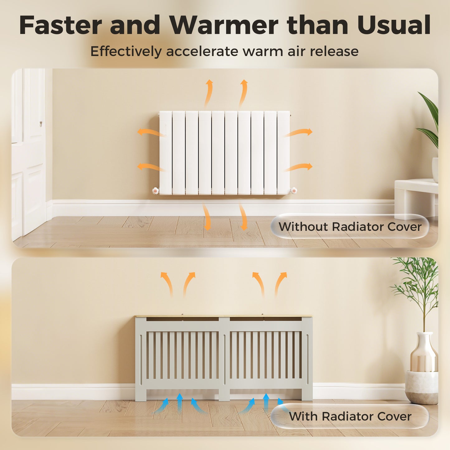 HOMCOM Slatted Radiator Cover, Painted Cabinet with Line Grill Design, 172L Ã— 19W Ã— 81H cm, Grey