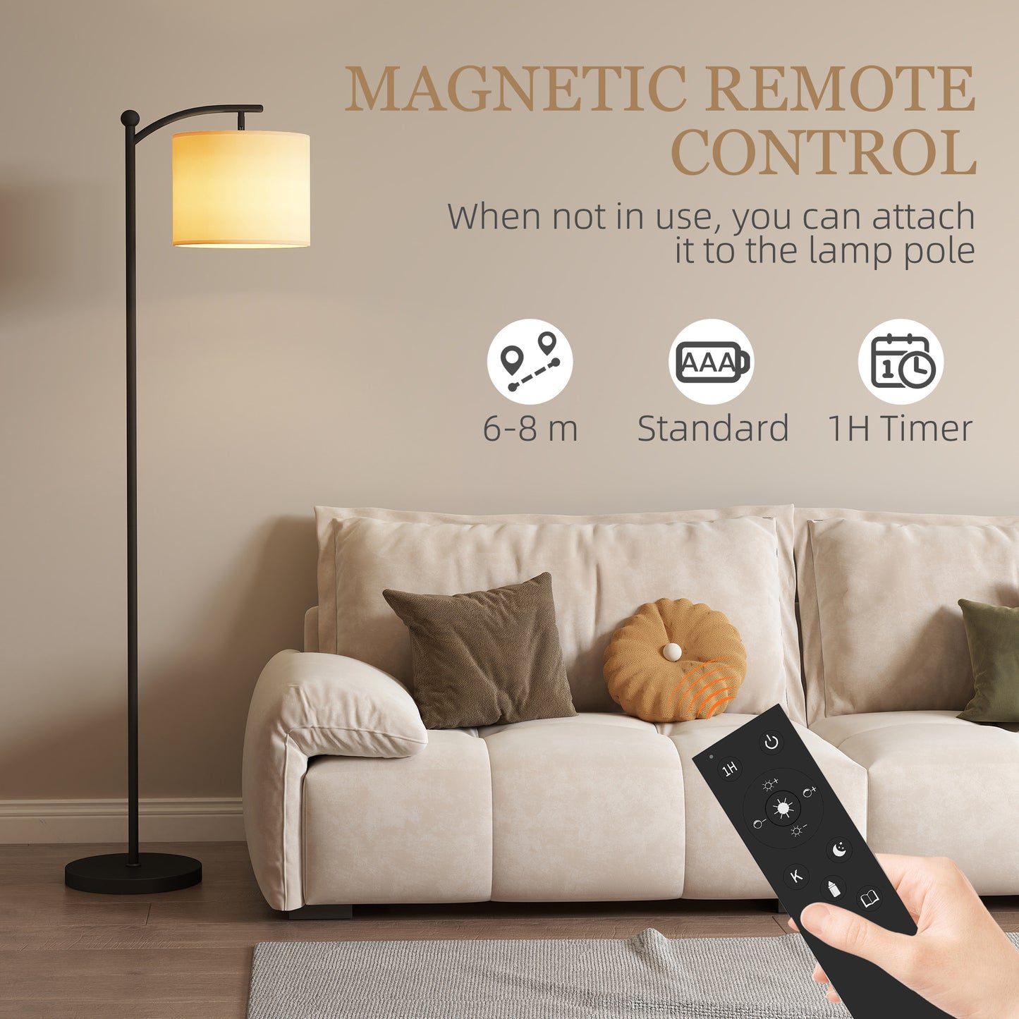 HOMCOM LED Floor Lamp with Remote Control - Black