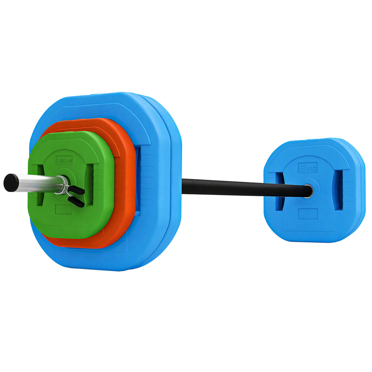 SPORTNOW 30 kg Adjustable Barbell Weights Set, Barbell Bar with Weight Plates, Non-slip Handle, Multicolour Default Title