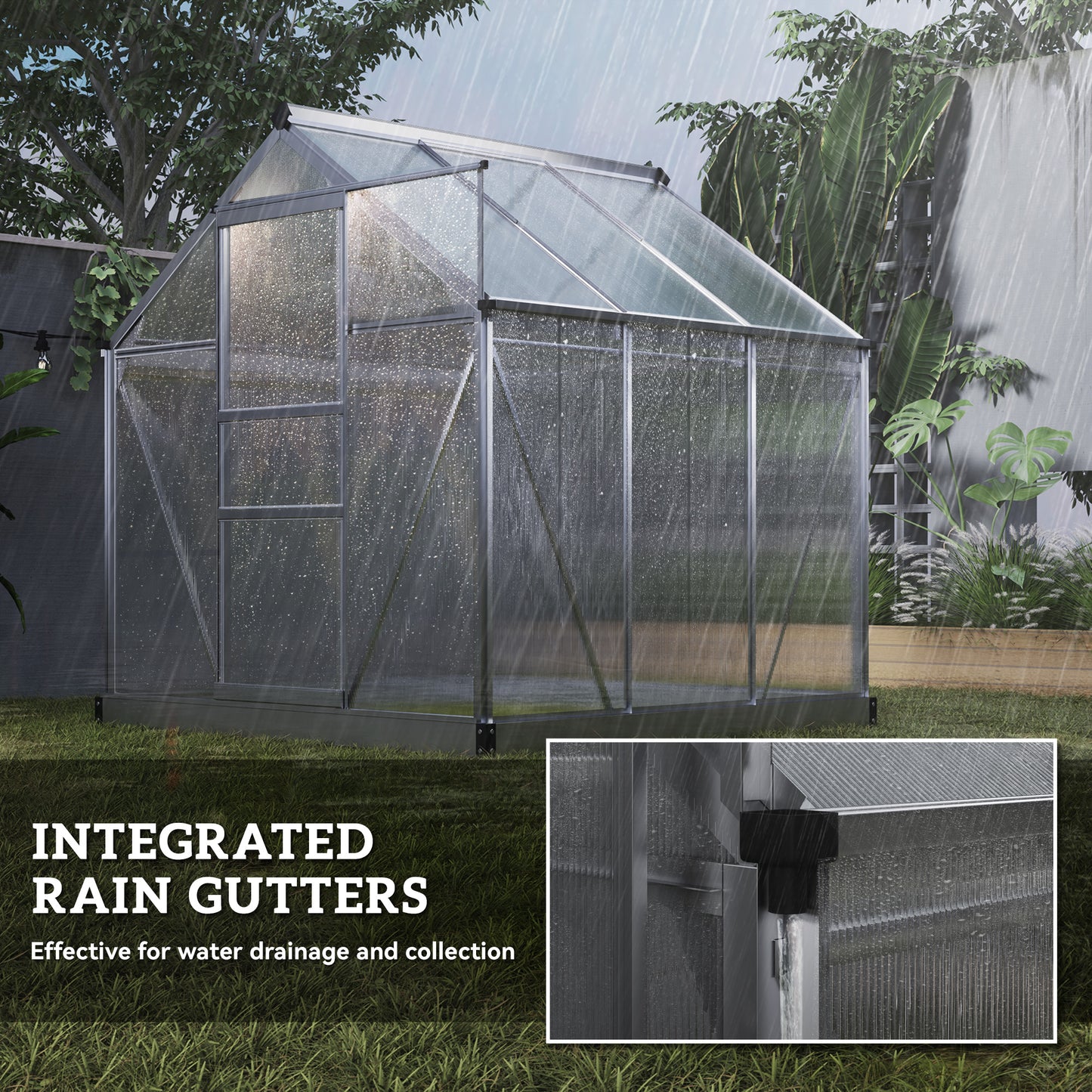 Outsunny 6 x 6ft Polycarbonate Greenhouse - Clear