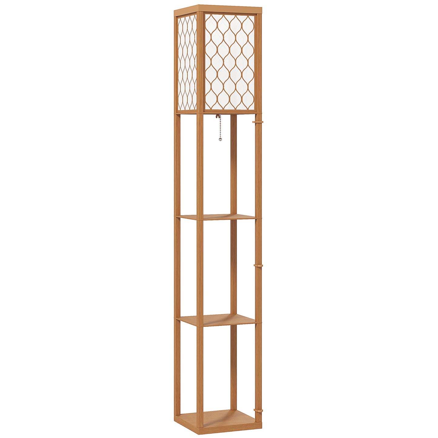 HOMCOM Three-Shelf Standing Lamp - Natural Default Title